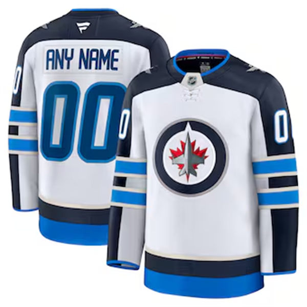 Men's Youth Winnipeg Jets Custom Fanatics White Away Jersey
